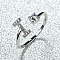 Brass Micro Pave Cubic Zirconia Cuff Rings for Women, Open Rings, Platinum, Letter I, Inner Diameter: 16~19mm