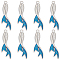 10Pcs Alloy Rhinestone Pendants, with Blue Enamel, Fish Tail Charms, Cadmium Free & Lead Free, Platinum, 45x13.5x3mm, Hole: 3mm