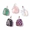 Natural & Synthetic Mixed Stone Pendants, with Brass Findings, Trapezoid, Silver Color Plated, 32~33x21~23x10~11mm, Hole: 8x5mm