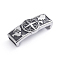 Retro 304 Stainless Steel Slide Charms/Slider Beads, for Leather Cord Bracelets Making, Rectangle with Compass, Antique Silver, 13x34x7mm, Hole: 4x8mm