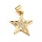 Brass Micro Pave Clear Cubic Zirconia Pendants, Star, Golden, 17.5x16x2mm, Hole: 5x3mm