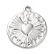 Anti-Tarnish 304 Stainless Steel Pendants, Flat Round with Heart & Cross Charm, Stainless Steel Color, 20.5x18x2mm, Hole: 1.6mm