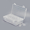 Plastic Bead Containers, Flip Top Bead Storage, For Seed Beads Storage Box, Rectangle, Clear, 50x27x12mm, Hole: 9x10mm, Packing Box: 13x22.5x5.5cm, 64pcs containers/packing box, 192pcs containers with 3pcs packing box