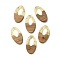 Transparent Resin & Walnut Wood Pendants, Waxed, Oval Charms with Gold Foils, Yellow, 38x21x2.5mm, Hole: 1.8mm