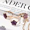 Star Natural Amethyst Adjustable Rings, Brass Finger Rings for Women, Inner Diameter: 18mm