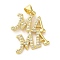Brass Micro Pave Clear Cubic Zirconia Pendants, Cadmium Free & Lead Free, Words, Real 16K Gold Plated, 20.5x18x2mm, Hole: 4.5x3.5mm