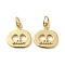 Rack Plating Brass Charms, with Jump Ring, Lead Free & Cadmium Free, Long-Lasting Plated, Skull Pumpkin Charm, Real 18K Gold Plated, 13x12x1mm, Hole: 3.5mm