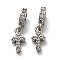 Brass Micro Pave Cubic Zirconia European Dangle Charms, Large Hole Pendants, Long-Lasting Plated, Cross, Platinum, 20mm, Cross: 12x6x2mm, Hole: 5x3mm