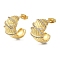 Brass Pave Clear Cubic Zirconia Stud Earrings, C-Shaped, Real 16K Gold Plated, 18x12.5mm