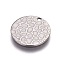 Tarnish Resistant 304 Stainless Steel Pendants, Flat Round, Stainless Steel Color, 15x1mm, Hole: 1.5mm