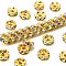 Brass Rhinestone Spacer Beads, Grade A, Wavy Edge, Golden Metal Color, Rondelle, Crystal AB, 6x3mm, Hole: 1mm