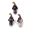 Natural Amethyst Mushroom Pendants, with Alloy Witch Hat, Antique Bronze, 31~31.5x15~15.5mm, Hole: 1.5x2mm