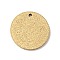 Ion Plating(IP) 304 Stainless Steel Pendants, Textured, Flat Round, Golden, 12x1mm, Hole: 1mm