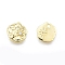 Brass Micro Pave Clear Cubic Zirconia Charms, Cadmium Free & Nickel Free & Lead Free, Flat Round with Flower, Real 18K Gold Plated, 12x12x1mm, Hole: 1.5mm