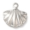 Anti-Tarnish 304 Stainless Steel Pendants, Shell Shapes Charm, Stainless Steel Color, 15x14.5x2.5mm, Hole: 1.8mm
