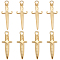 12Pcs 2 Styles 201 & 304 Stainless Steel Pendants, Sword Charms, Real 18K Gold Plated, 24.5~27.5x9~10.5x2.5~4mm, Hole: 1.5~2mm, 6pcs/style