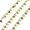 Handmade Brass Cube Link Chains, with Natural Amethyst Beads & Spool, Long-Lasting Plated, Rack Plating, Soldered, Lead Free & Cadmium Free, Real 18K Gold Plated, Charm: 6x2.5x2.5mm and 6x2.5mm