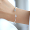 925 Sterling Silver Micro Pave Clear Cubic Zirconia Cuff Bangles for Women, Leaf, Platinum