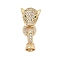 Brass Micro Pave Cubic Zirconia Fold Over Clasps, Cadmium Free & Nickel Free & Lead Free, Leopard, Real 18K Gold Plated, 25mm