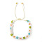 Bohemian Style Glass Seed Round Beads Braided Bead Bracelets for Women, Daisy, with Plastic Imitation Pearl, Colorful, Inner Diameter: 11 inch(28cm)
