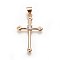 Brass Micro Pave Cubic Zirconia Pendants, Cross, Clear, Golden, 29x18x3.2mm, Hole: 5x3.8mm