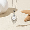 Alloy Crystal Rhinestone & Plastic Imitation Pearl Pendant Necklaces, Platinum, White, Leaf, 17.72 inch(45cm)