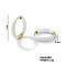 Elegant Brass Enamel Hoop Earrings, Golden, White, 17x3mm