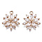 Brass Micro Pave Clear Cubic Zirconia Pendants, Long-Lasting Plated, Cadmium Free & Lead Free, Flower, Light Gold, 18x15x3.5mm, Hole: 1.6mm