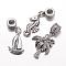 Tibetan Style Alloy European Dangle Charms, Large Hole Pendants, Mixed Shape, Antique Silver, 31~34mm, Hole: 5mm