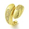 Brass Micro Pave Cubic Zirconia Open Cuff Rings, Cadmium Free & Lead Free, Teardrop, Real 16K Gold Plated, US Size 8 1/2(18.5mm)