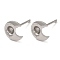 Non-Tarnish Crescent Moon 201 Stainless Steel Stud Earring Findings, Earring Settings with 304 Stainless Steel Pins, Stainless Steel Color, 8x7.5mm, Pin: 12x0.8mm, Tray: 3.5mm