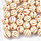 Plating Acrylic Corrugated Beads, Metal Enlaced, Round, Beige, 9.5~10mm, Hole: 2mm, about 900~950pcs/500g