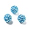 Acrylic Rhinestone Ball Beads, Sparkling Beads with Hexagon Patterns, Round, Deep Sky Blue, 20x18.5mm, Hole: 2.8mm