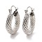 Brass Chunky Hoop Earrings for Women, Cadmium Free & Lead Free, Platinum, 23x19.5x15mm, Pin: 0.9mm