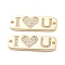 Brass Micro Pave Cubic Zirconia Links, Long-Lasting Plated, Rectangle with Words I Love You, for Valentine's Day, Clear, Real 18K Gold Plated, 9x27x2mm, Hole: 1.6mm