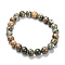 Natural Rhyolite Jasper Stretch Beaded Bracelets, Round, Inner Diameter: 2-1/8 inch(5.5cm), Beads: 8~9mm