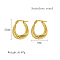 Stainless Steel Hoop Earrings for Women, Real 18K Gold Plated, Twist, 23x18mm