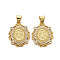Brass Micro Pave Cubic Zirconia Pendants, Nickel Free, Oval, Real 16K Gold Plated, 20x15x2.5mm, Hole: 3x5mm