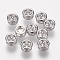 Brass Micro Pave Grade AAA Cubic Zirconia Pendants, Multi-strand Links, Flat Round, Cadmium Free & Nickel Free & Lead Free, Real Platinum Plated, 6x3mm, Hole: 1x3mm