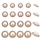 NBEADS 24 Pcs 4 Sizes Metal Flower Pearl Button, 1-Hole Alloy Rhinestone Shank Buttons Flat Round Buttons with Plastic Pearl Beads for Overcoat Garment Accessories DIY Project, Golden
