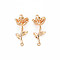 Brass Birth Flower Connector Charms, Nickel Free, Real 18K Gold Plated, Flower Pattern, 23x10x7mm, Hole: 1mm
