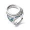 Adjustable Brass Enamel Pad Ring Base Settings, Rack Plating, Long-Lasting Plated, Lead Free & Cadmium Free, Oval, Platinum, Tray: 15.5x11mm, 25mm, US Size 8 1/2(18.5mm)