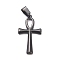 304 Stainless Steel Pendants, Laser Cut, Ankh Cross, Electrophoresis Black, 30x16x2mm, Hole: 4x7mm