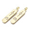 Brass Micro Pave Clear Cubic Zirconia Pendants, Nickel Free, Oval with Lightning & Rainbow, Real 16K Gold Plated, 40x8x5mm, Hole: 5x2.5mm