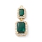 Rack Plating Brass Micro Pave Clear Cubic Zirconia Big Pendants, with Glass Rhinestone, Rectangle Charms, Long-Lasting Plated, Cadmium Free & Lead Free, Real 18K Gold Plated, 25x10x5.5mm, Hole: 1.4mm