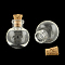 Round Glass Bottle for Bead Containers, with Cork Stopper, Wishing Bottle, Clear, 25~28.5x19.8~20.3mm, Hole: 5.5mm, Bottleneck: 9.5mm in diameter, Capacity: 2.5ml(0.08 fl. oz)