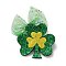 Saint Patrick's Day Sequins Felt Alligator Hair Clips, with Iron Clips, for Girl Child, Clover, 80x55x14mm