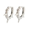 Rack Plating Brass Micro Pave Cubic Zirconia Hoop Earring, Cadmium Free & Lead Free, Long-Lasting Plated, Rivet, Platinum, 21x2mm