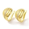 Brass Micro Pave Clear Cubic Zirconia Cuff Earrings for Women, Nuggets, Real 18K Gold Plated, 14.5x11mm