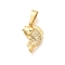 Brass Micro Pave Clear Cubic Zirconia Pendants, Fish Charms, Rack Plating, Long-Lasting Plated, Lead Free & Cadmium Free, Real 18K Gold Plated, 15.5x10x2.5mm, Hole: 6.5x3mm